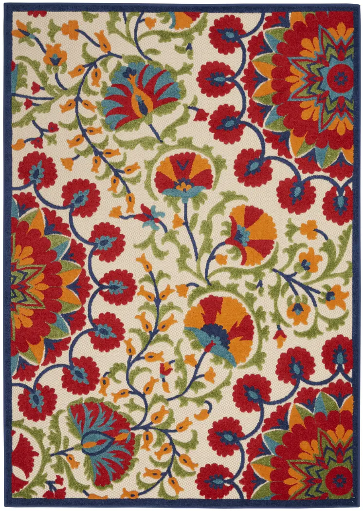 10' X 13' Red And Ivory Indoor Outdoor Area Rug