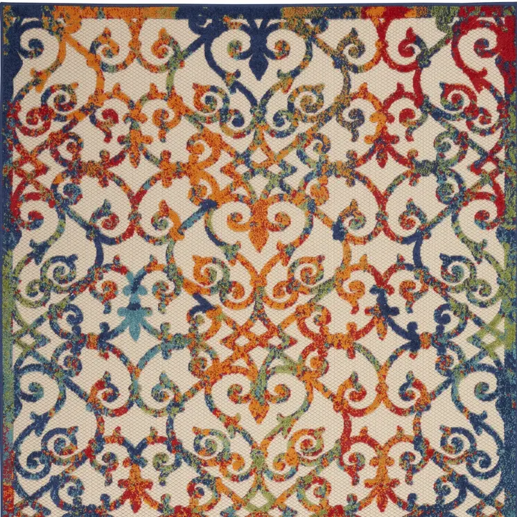 10' X 13' Ivory And Blue Indoor Outdoor Area Rug