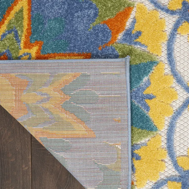 8' Blue And Orange Indoor Outdoor Runner Rug