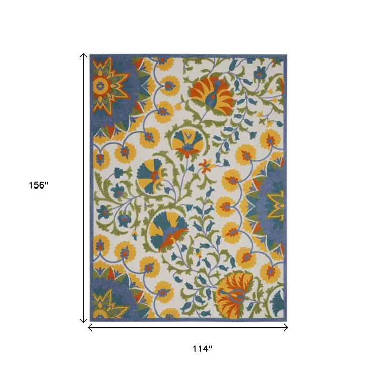 10' X 13' Blue And Yellow Indoor Outdoor Area Rug