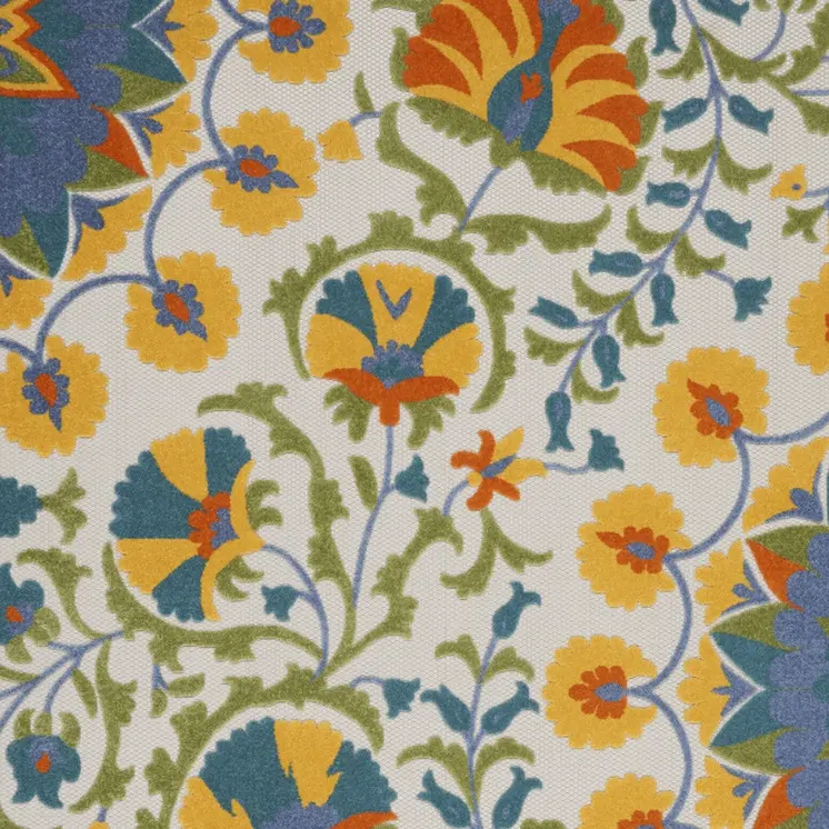 10' X 13' Blue And Yellow Indoor Outdoor Area Rug