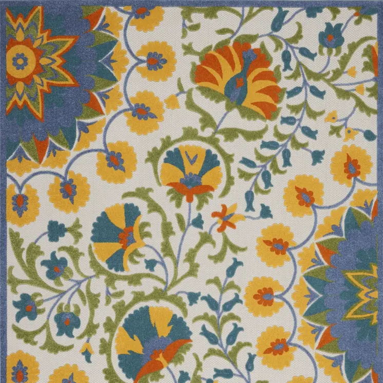 10' X 13' Blue And Yellow Indoor Outdoor Area Rug