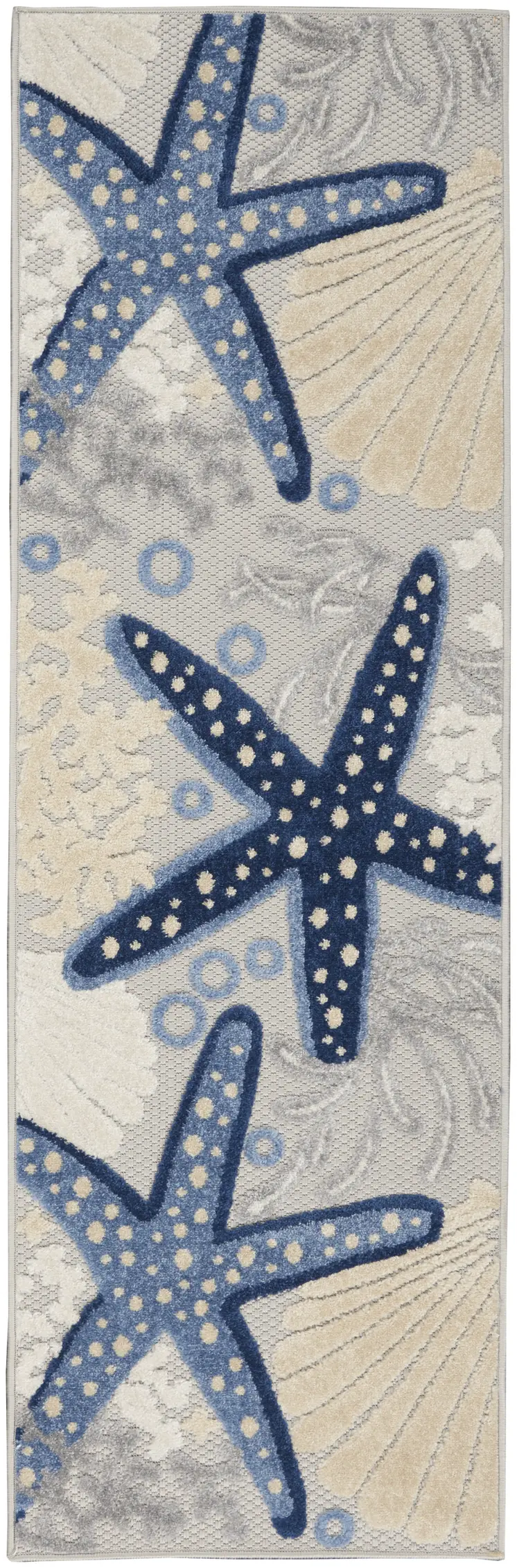 6' Blue And Gray Indoor Outdoor Runner Rug