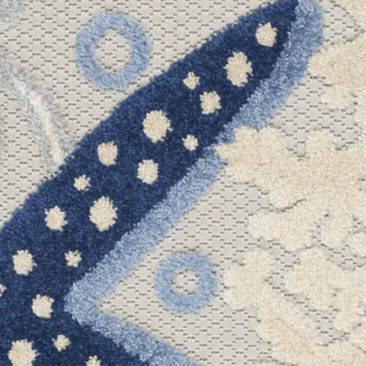 3' X 4' Blue And Gray Indoor Outdoor Area Rug