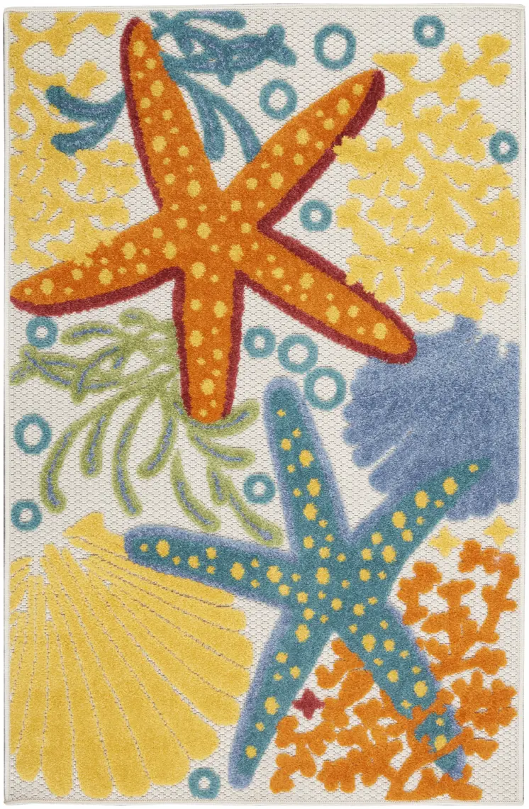3' X 4' Blue And Yellow Indoor Outdoor Area Rug