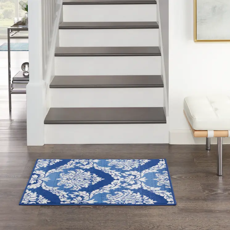 3' X 4' Blue And Yellow Indoor Outdoor Area Rug