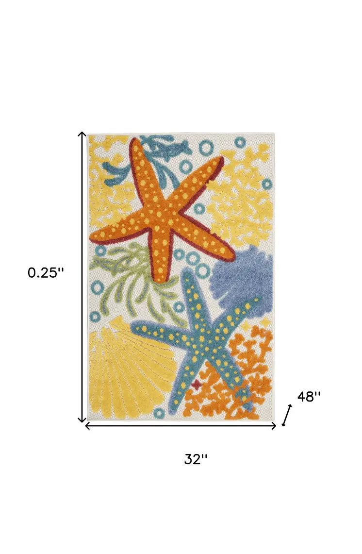 3' X 4' Blue And Yellow Indoor Outdoor Area Rug