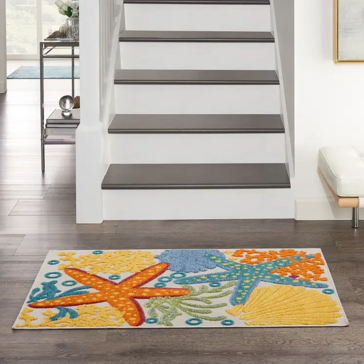 3' X 4' Blue And Yellow Indoor Outdoor Area Rug