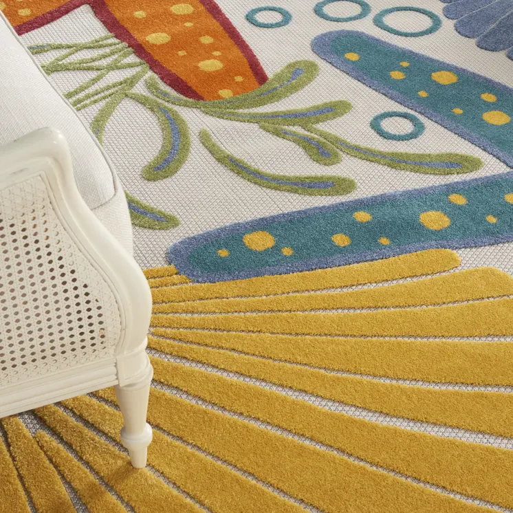 10' X 13' Blue And Yellow Indoor Outdoor Area Rug