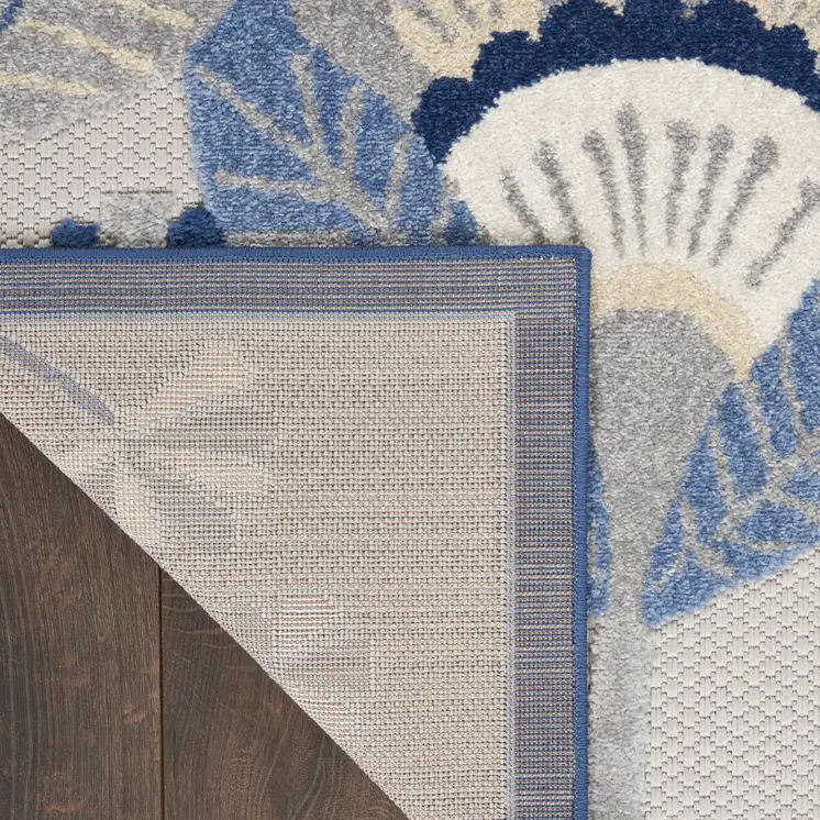 8' Blue And Gray Indoor Outdoor Runner Rug