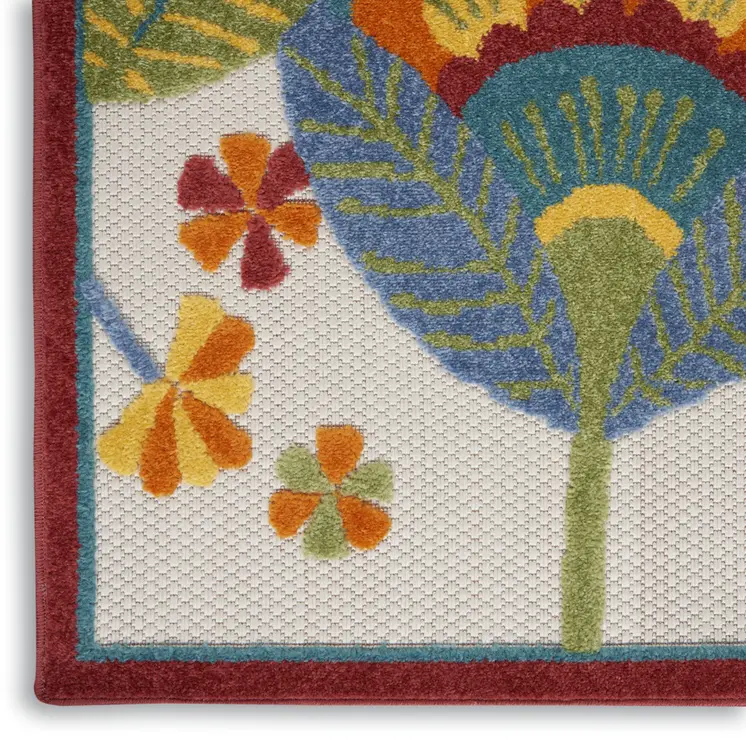 6' Yellow And Red Indoor Outdoor Runner Rug