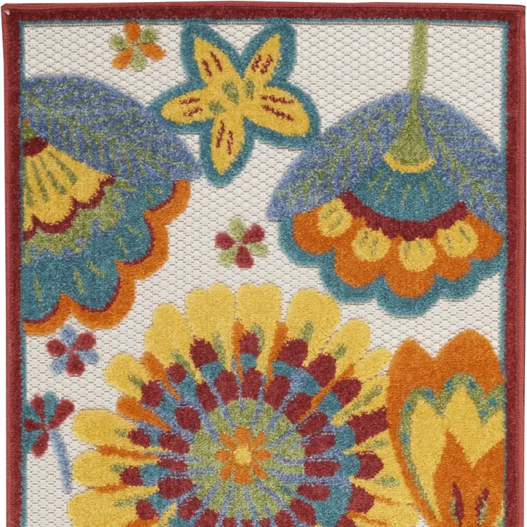 6' Yellow And Red Indoor Outdoor Runner Rug