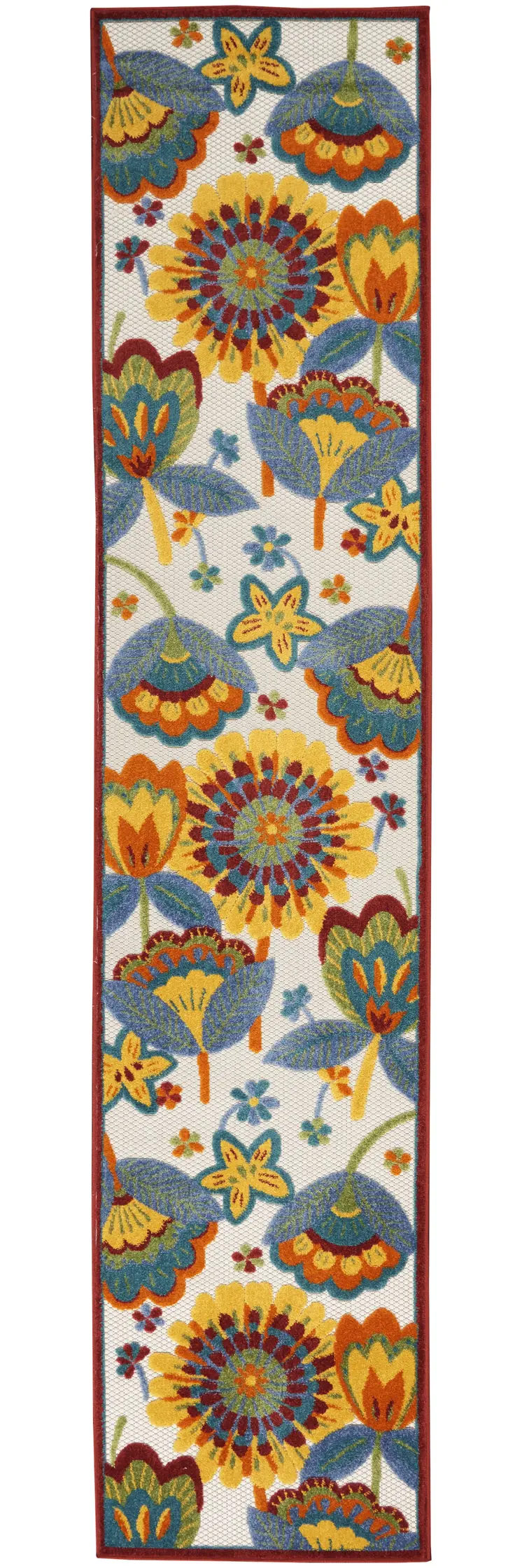 12' Blue And Yellow Indoor Outdoor Runner Rug