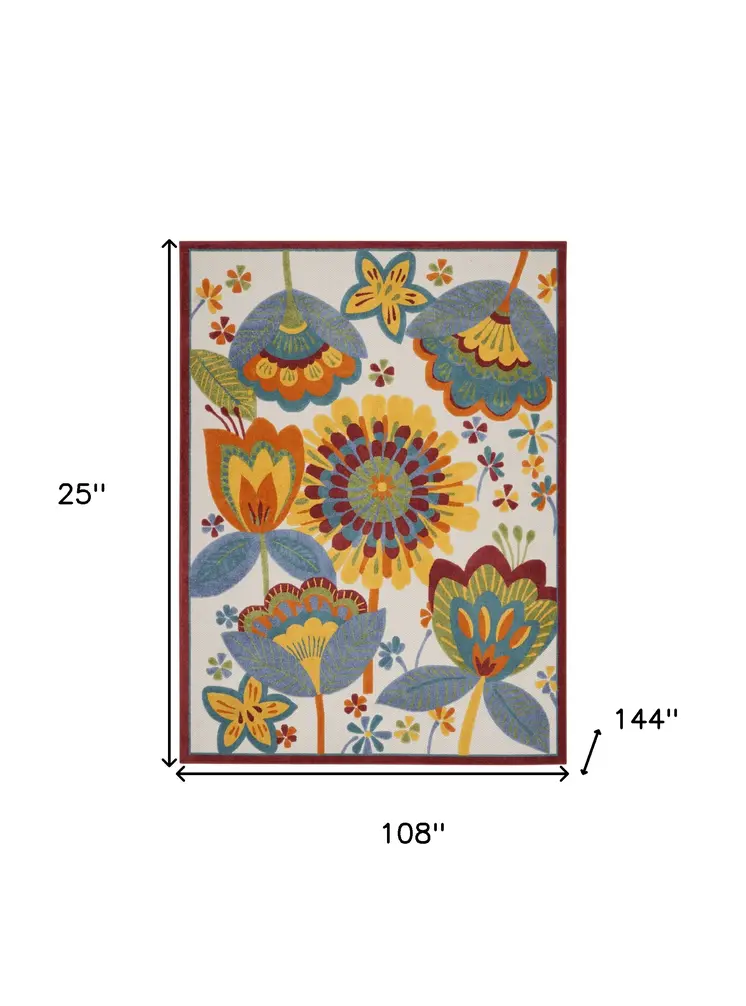 9' X 12' Blue And Yellow Indoor Outdoor Area Rug