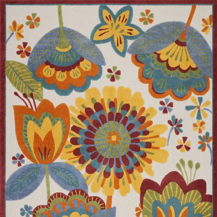 9' X 12' Blue And Yellow Indoor Outdoor Area Rug