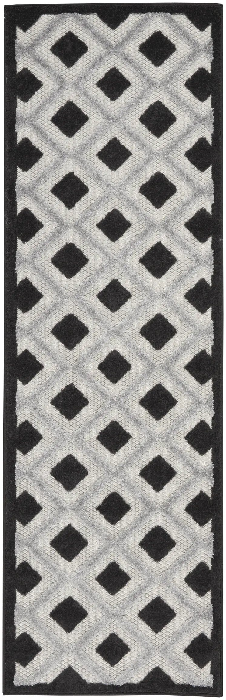 6' Black And White Indoor Outdoor Runner Rug