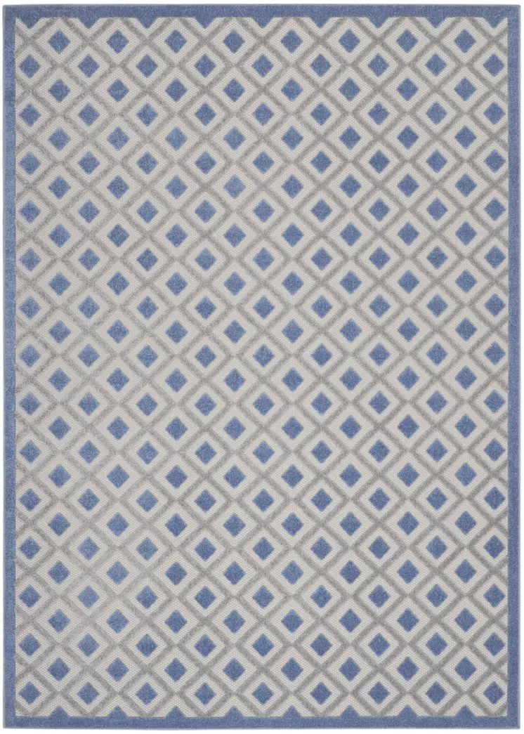 12' X 15' Blue And Grey Gingham Non Skid Indoor Outdoor Area Rug