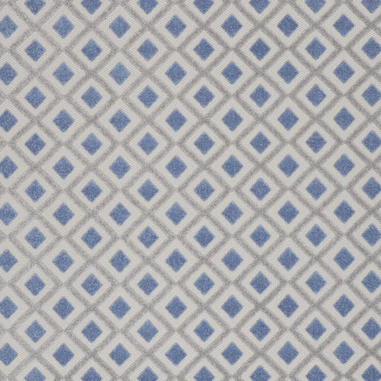 12' X 15' Blue And Grey Gingham Non Skid Indoor Outdoor Area Rug