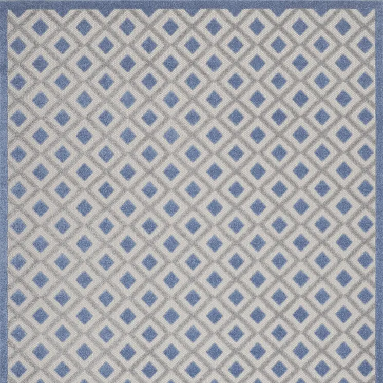 12' X 15' Blue And Grey Gingham Non Skid Indoor Outdoor Area Rug