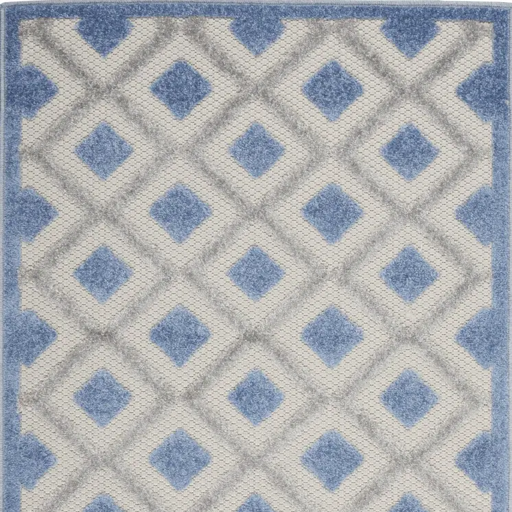 3' X 4' Blue And Gray Indoor Outdoor Area Rug