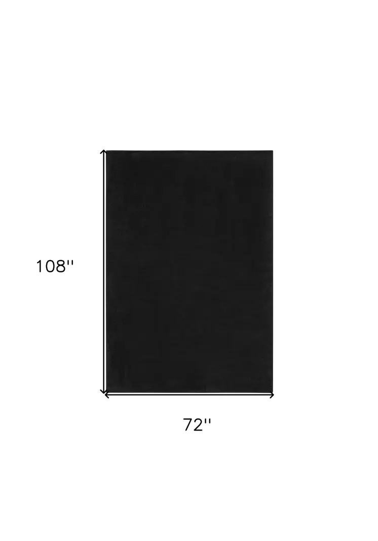 6' X 9' Black Stain Resistant Indoor Outdoor Area Rug