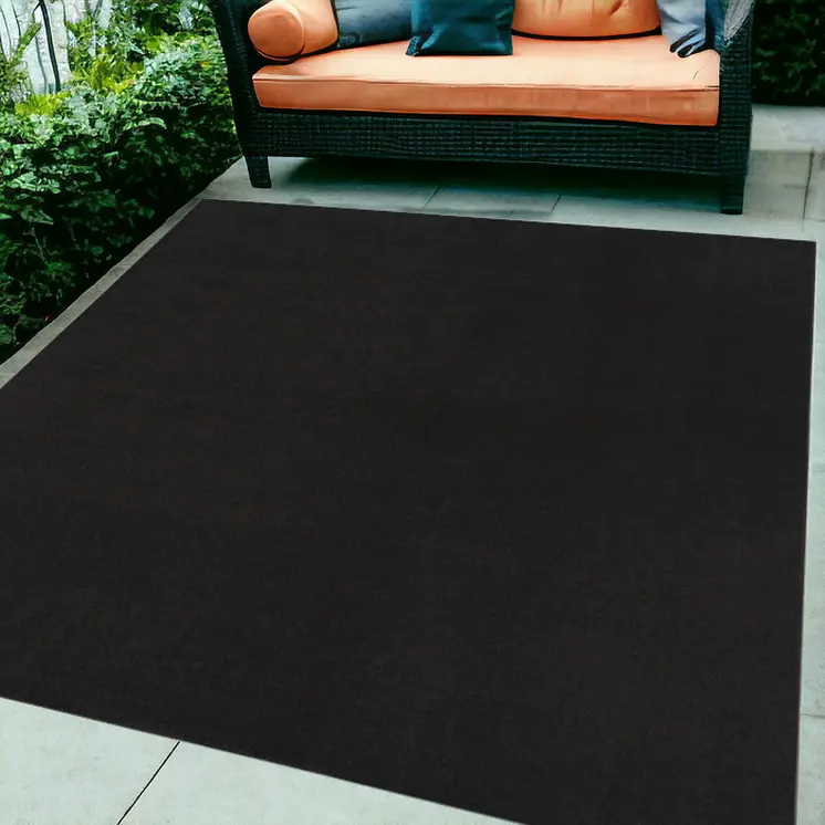 6' X 9' Black Stain Resistant Indoor Outdoor Area Rug