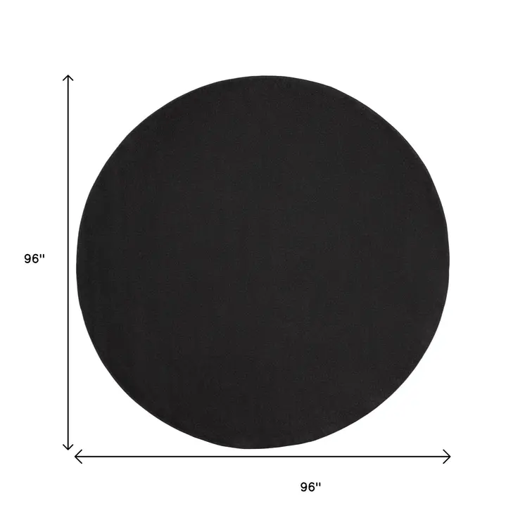 8' X 8' Black Round Indoor Outdoor Area Rug