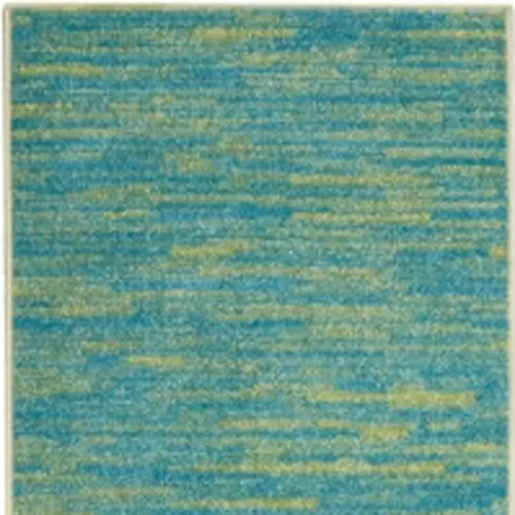 10' Blue And Green Indoor Outdoor Runner Rug