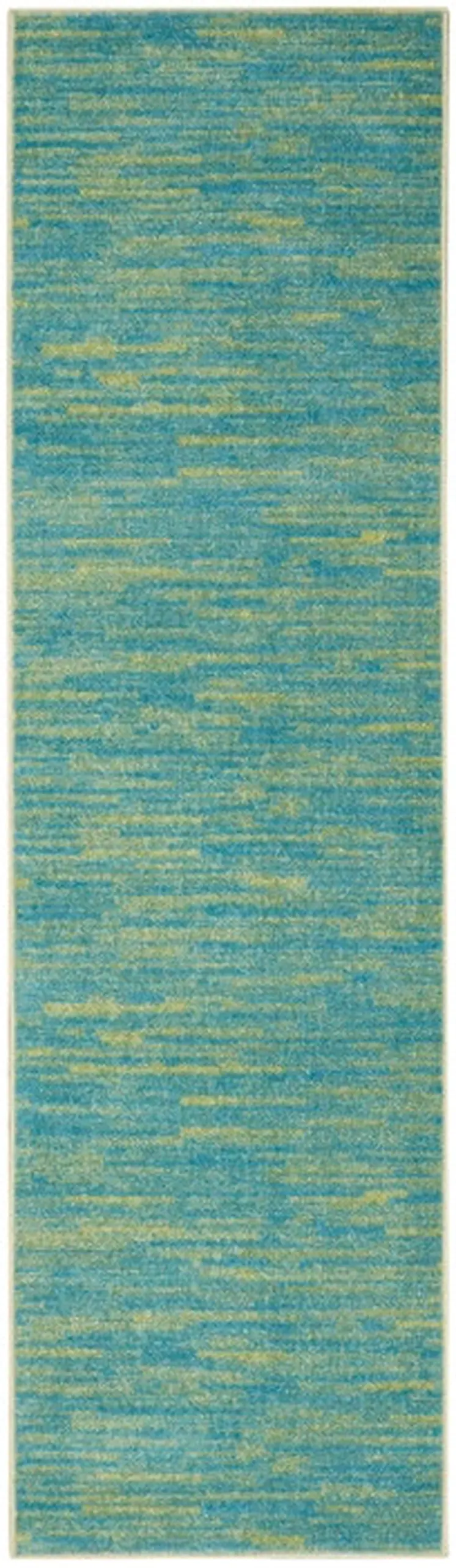 8' Blue And Green Indoor Outdoor Runner Rug