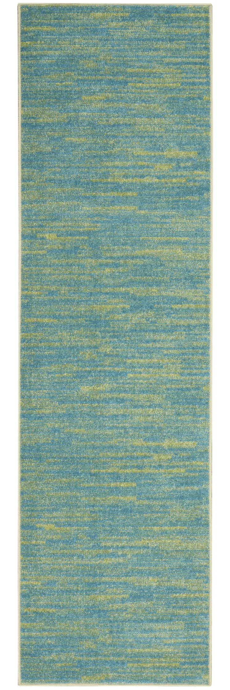 8' Blue And Green Indoor Outdoor Runner Rug
