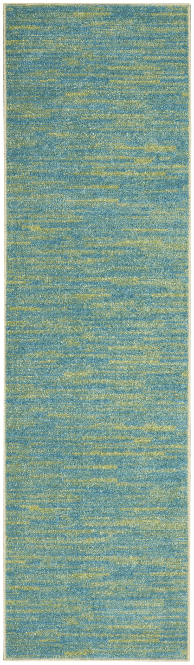 8' Blue And Green Indoor Outdoor Runner Rug