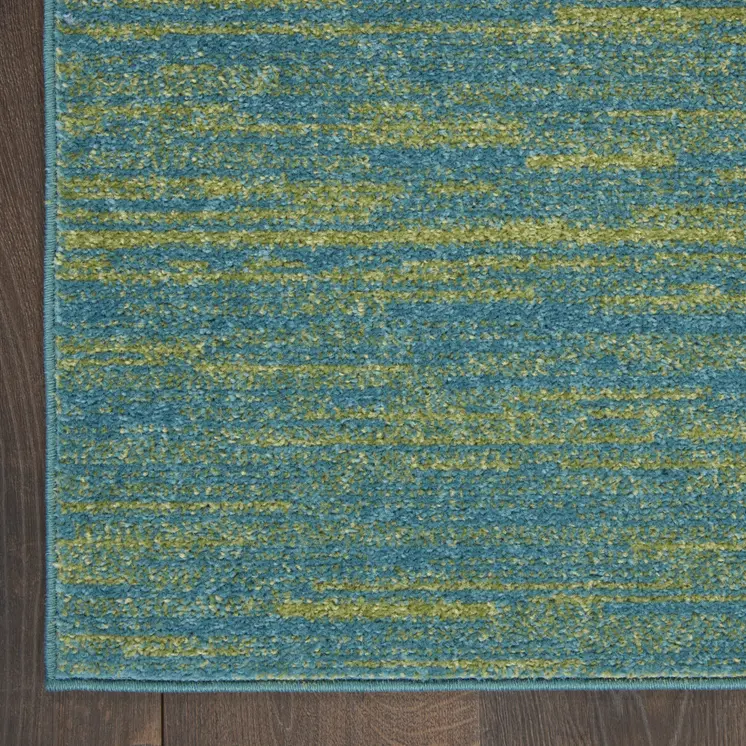 7' X 10' Blue And Green Indoor Outdoor Area Rug