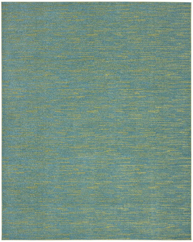 7' X 10' Blue And Green Indoor Outdoor Area Rug