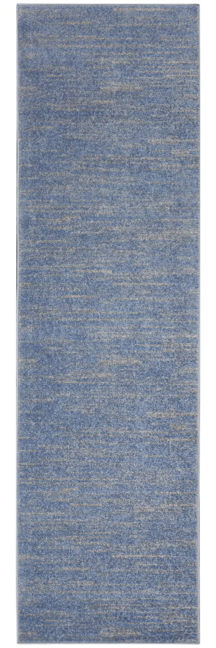 6' Blue And Gray Indoor Outdoor Runner Rug
