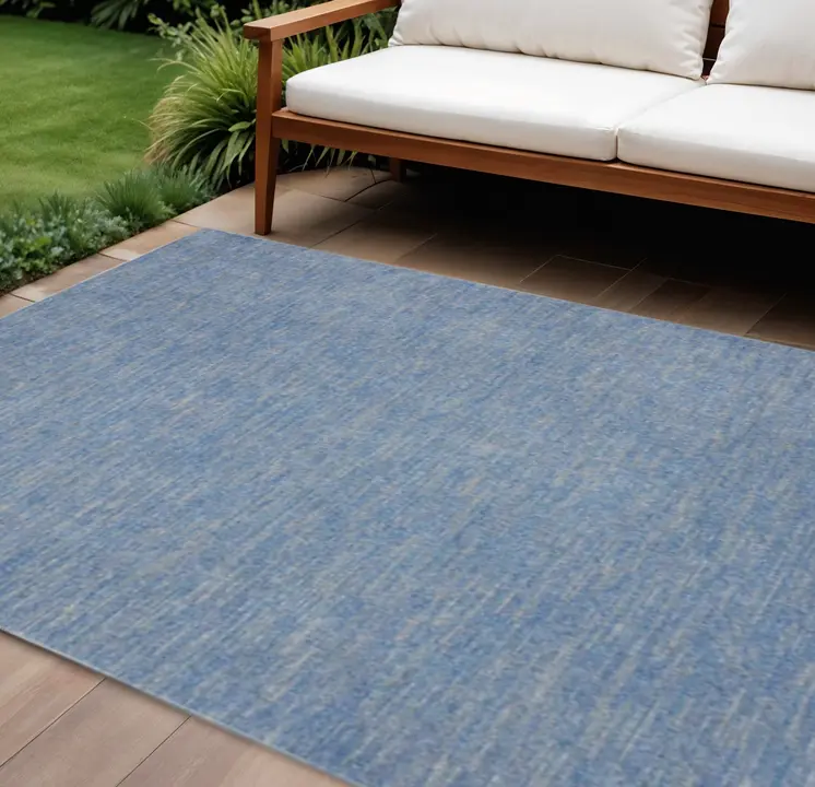 6' X 9' Blue And Gray Indoor Outdoor Area Rug