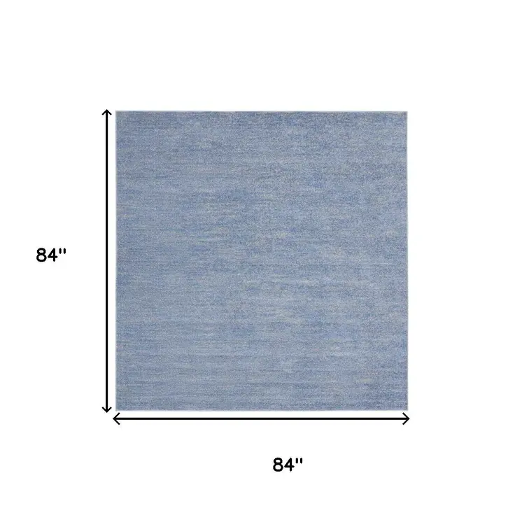 7' Blue And Gray Square Indoor Outdoor Area Rug