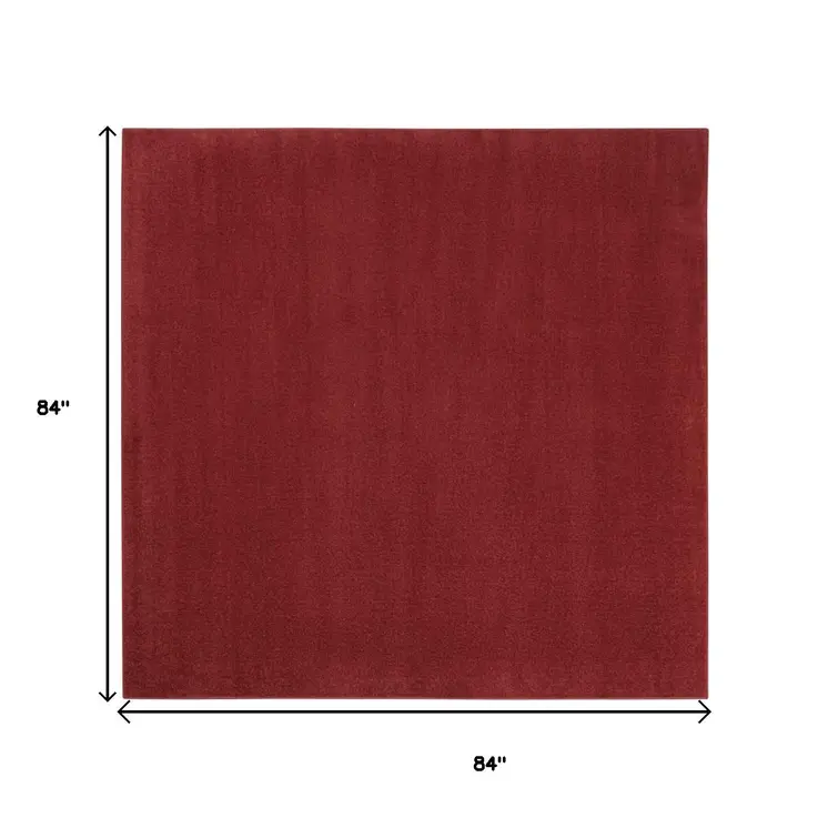 7' Brick Red Square Indoor Outdoor Area Rug