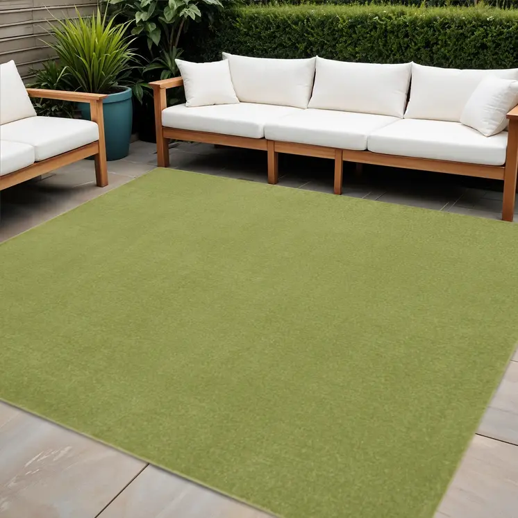 9' Green Square Indoor Outdoor Area Rug