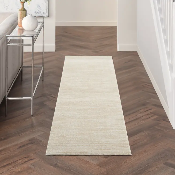 2' X 10' Ivory And Beige Non Skid Indoor Outdoor Runner Rug