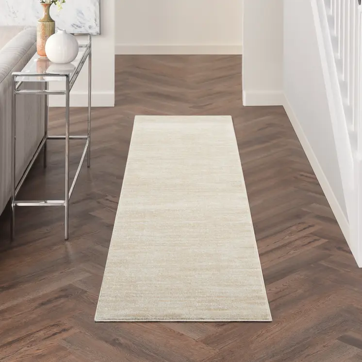 2' X 10' Ivory And Beige Non Skid Indoor Outdoor Runner Rug