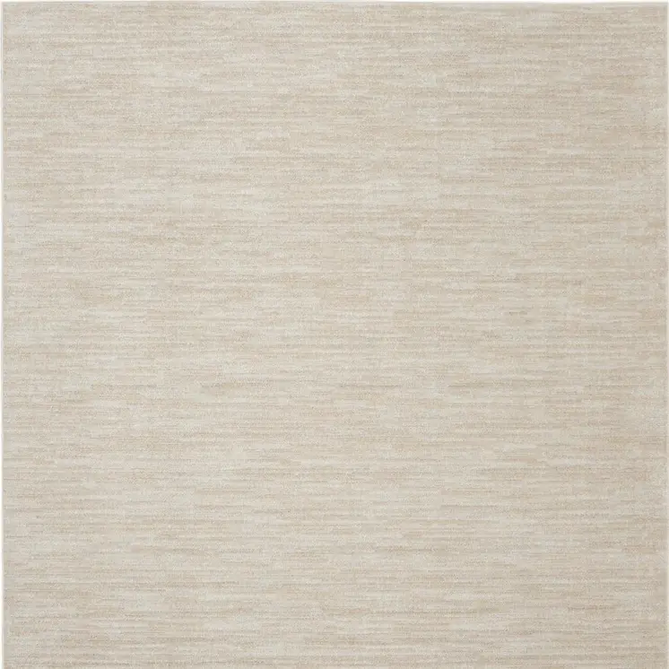 7' Beige And Ivory Square Indoor Outdoor Area Rug