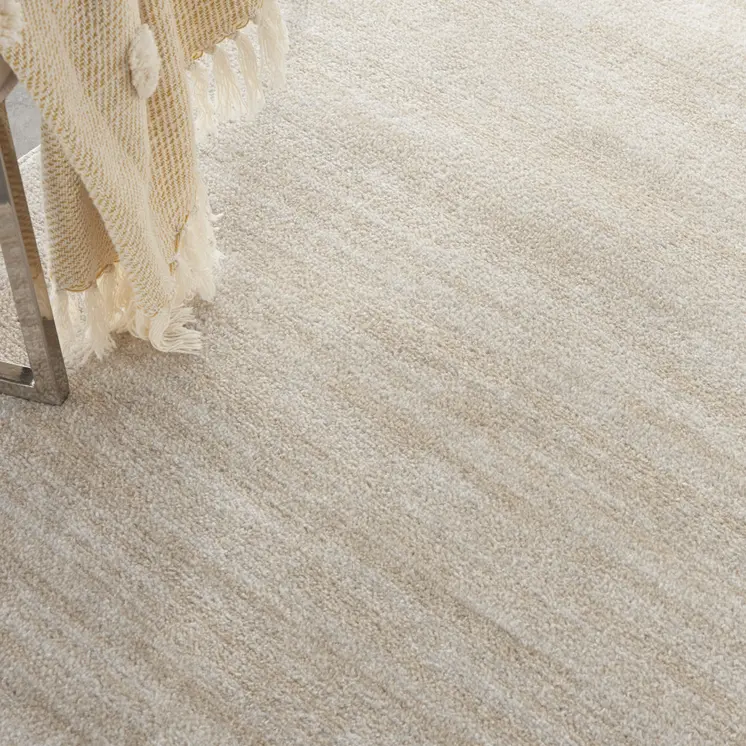 7' Beige And Ivory Square Indoor Outdoor Area Rug