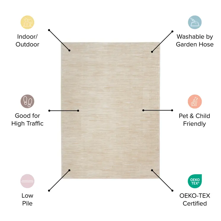 9' Beige And Ivory Square Indoor Outdoor Area Rug