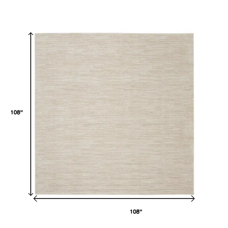 9' Beige And Ivory Square Indoor Outdoor Area Rug