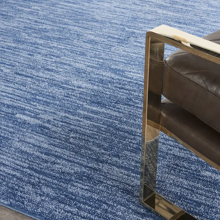 7' Square Blue Stain Resistant Indoor Outdoor Area Rug