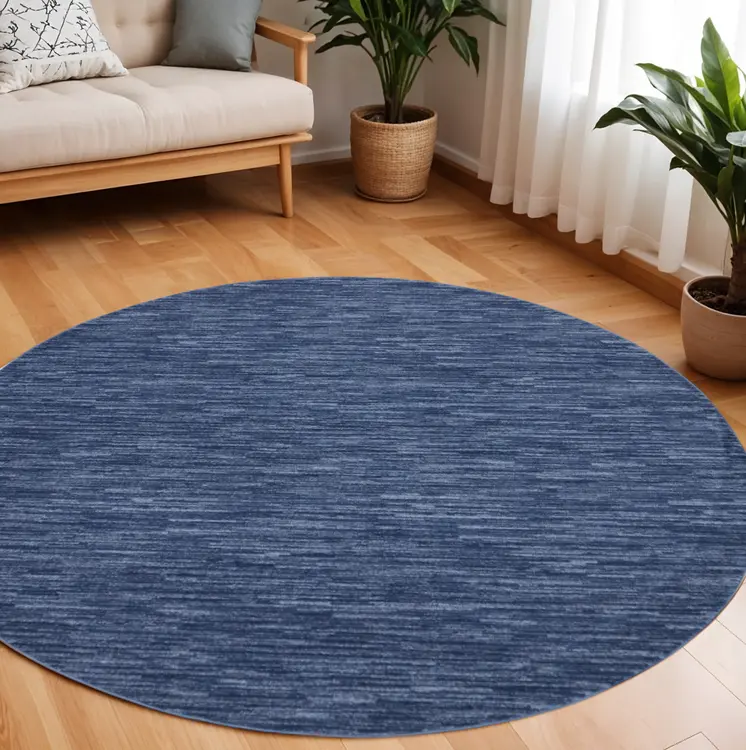 8' X 8' Blue Round Indoor Outdoor Area Rug