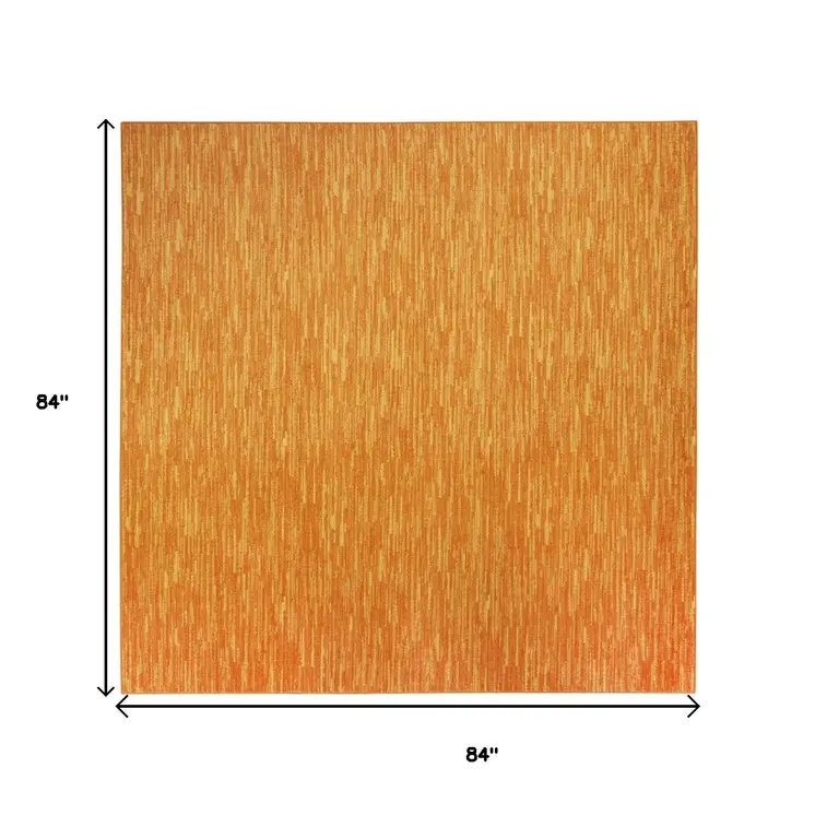 7' Orange Square Indoor Outdoor Area Rug