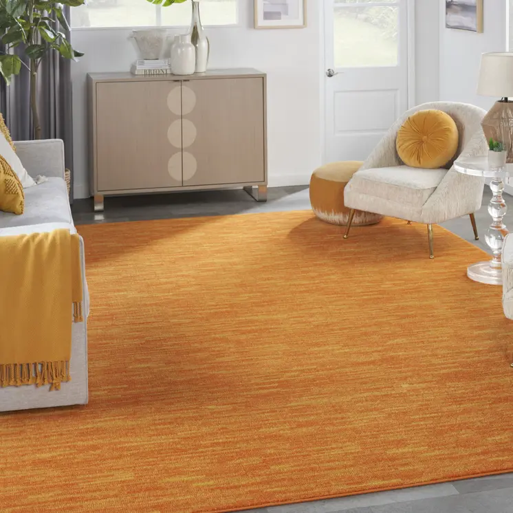 9' X 12' Orange Indoor Outdoor Area Rug