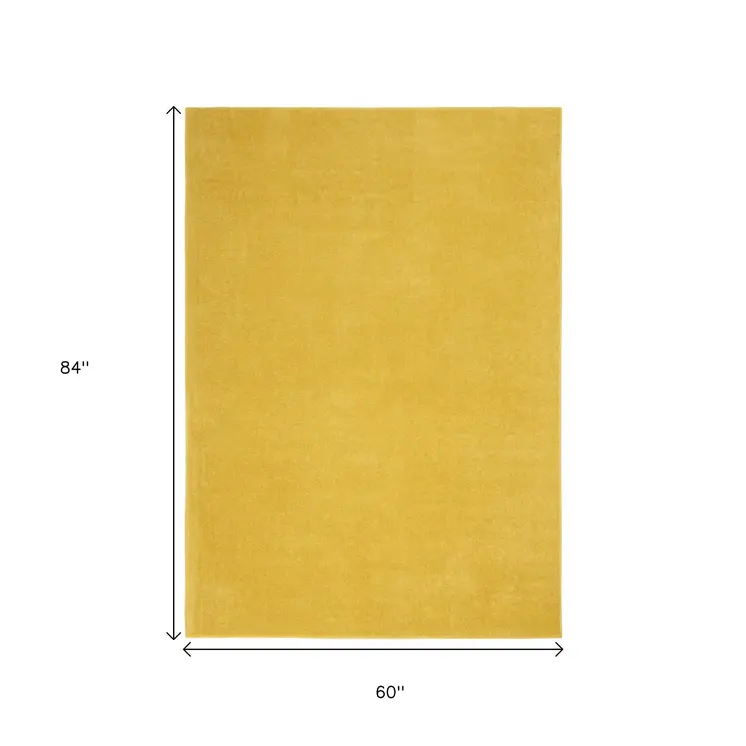 5' X 7' Yellow Indoor Outdoor Area Rug