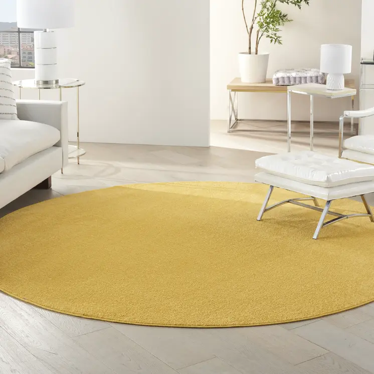 8' X 8' Yellow Round Indoor Outdoor Area Rug